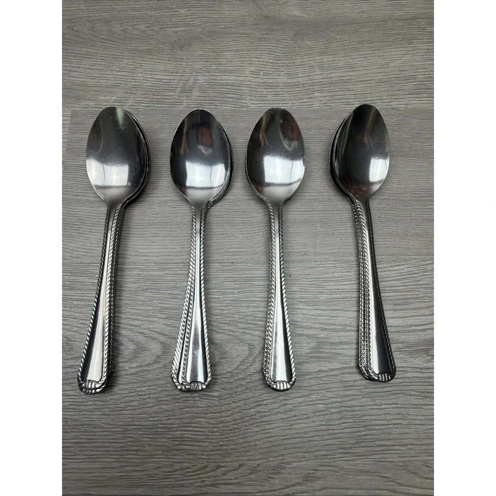 Lot of 22 Stainless China Teaspoons. Very Nice Condition. Seashell Design Glossy
